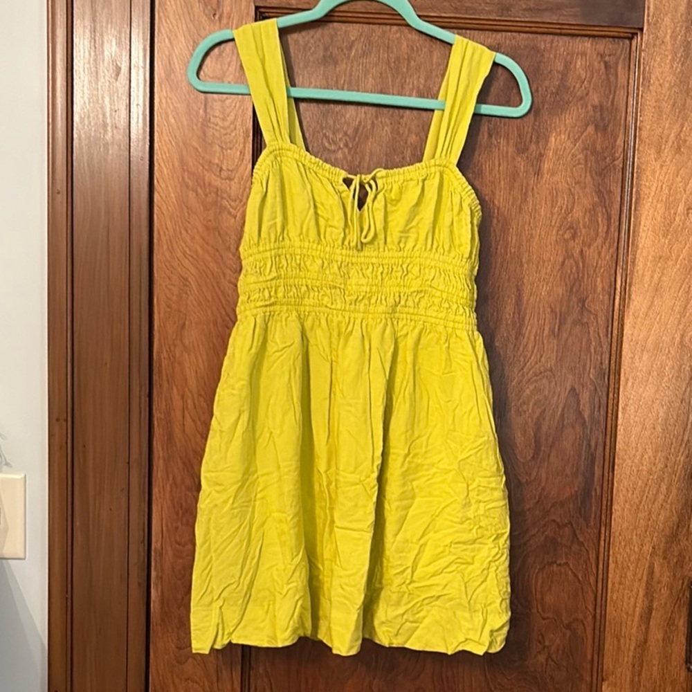 Topshop Yellow Smocked Sundress Sleeveless Casual